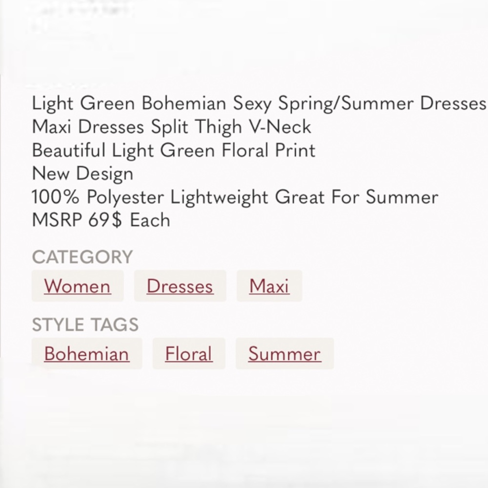 MINT GREEN/PINK BOHEMIAN DRESS - Picture 5 of 5